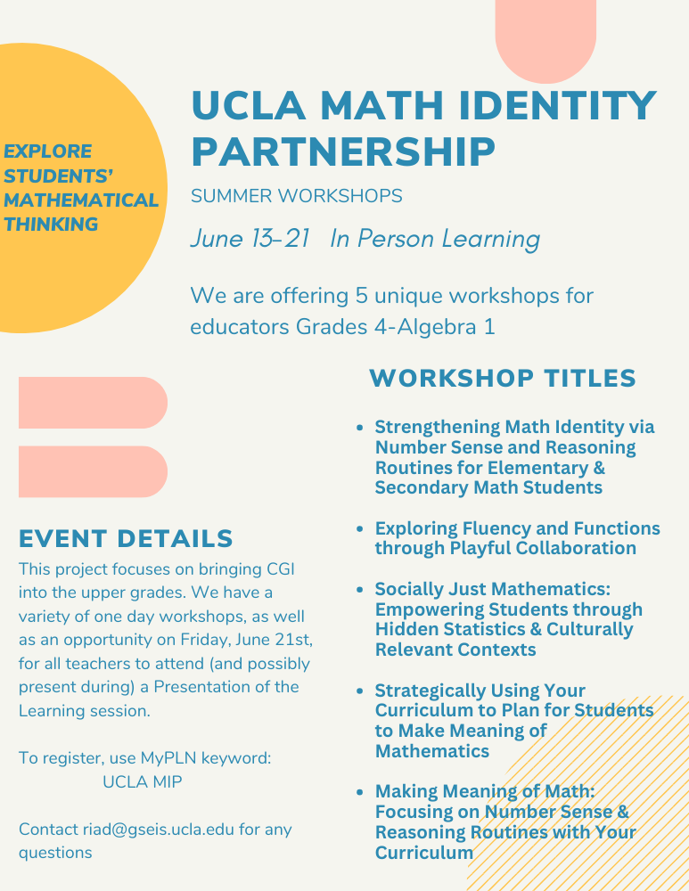 UCLA Math Identity Partnership Summer Workshops